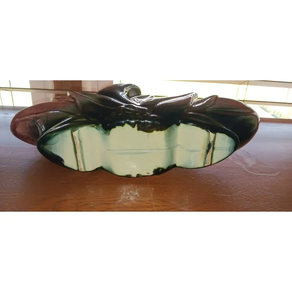 Vintage 1950's Hull Pottery Lotus Planter, Shelf Planter, Pink and Green